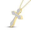 Diamond Cross Necklace 1/4 ct tw Round-cut 10K Yellow Gold 18"