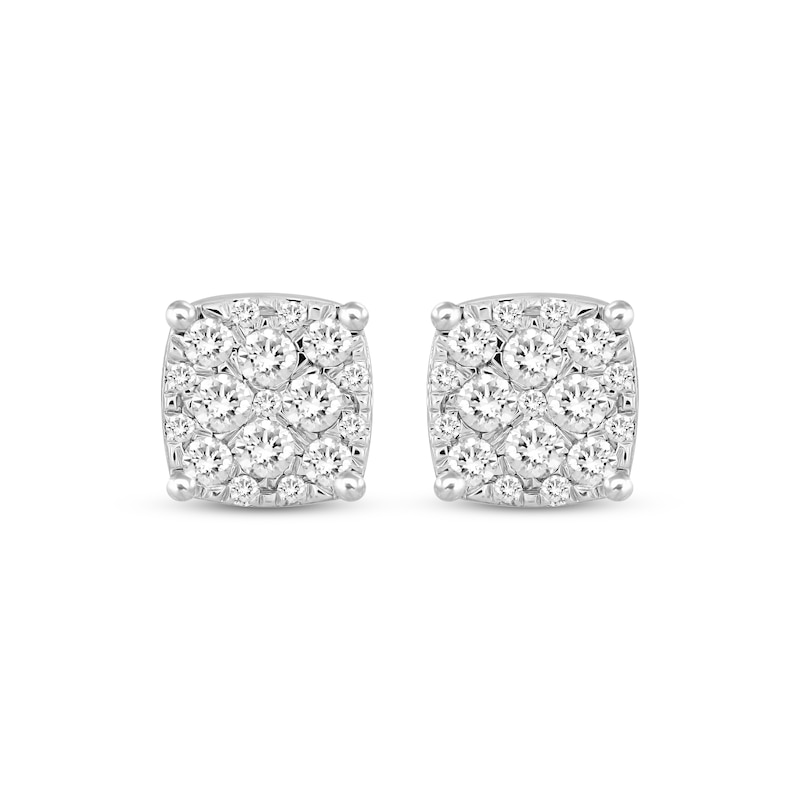 Men's Diamond Stud Earrings Round-cut 10K White Gold