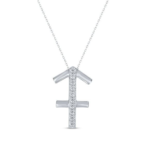 Diamond Sagittarius Necklace 1/10 ct tw Round-cut Sterling Silver 18"