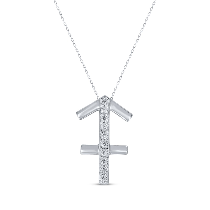 Main Image 1 of Diamond Sagittarius Necklace 1/10 ct tw Round-cut Sterling Silver 18&quot;