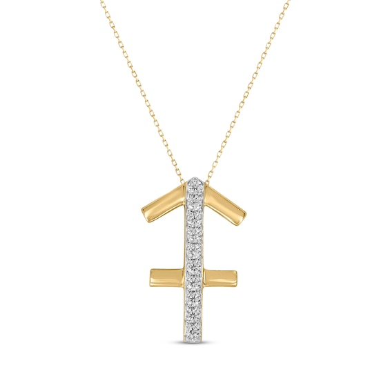 Diamond Sagittarius Necklace 1/10 ct tw 10K Yellow Gold 18"