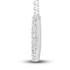 Thumbnail Image 1 of Diamond Peace Sign Necklace 1/6 ct tw Round-cut 10K White Gold 18"