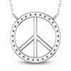 Thumbnail Image 3 of Diamond Peace Sign Necklace 1/6 ct tw Round-cut 10K White Gold 18"