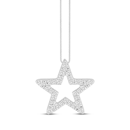Diamond Star Necklace 1/10 ct tw Round-cut 10K White Gold 18"
