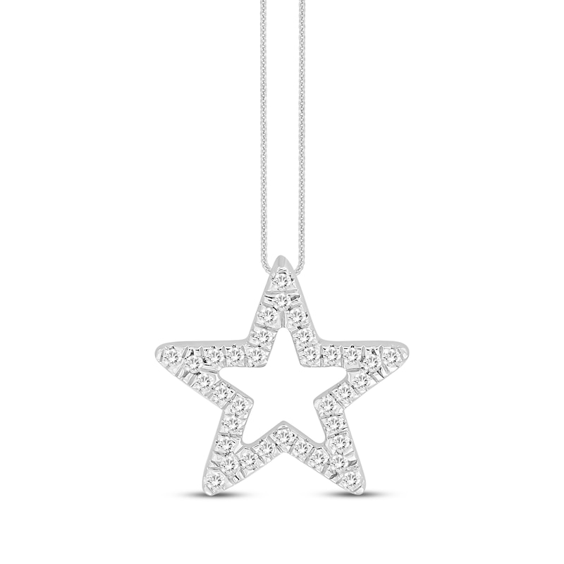 Main Image 1 of Diamond Star Necklace 1/10 ct tw Round-cut 10K White Gold 18&quot;