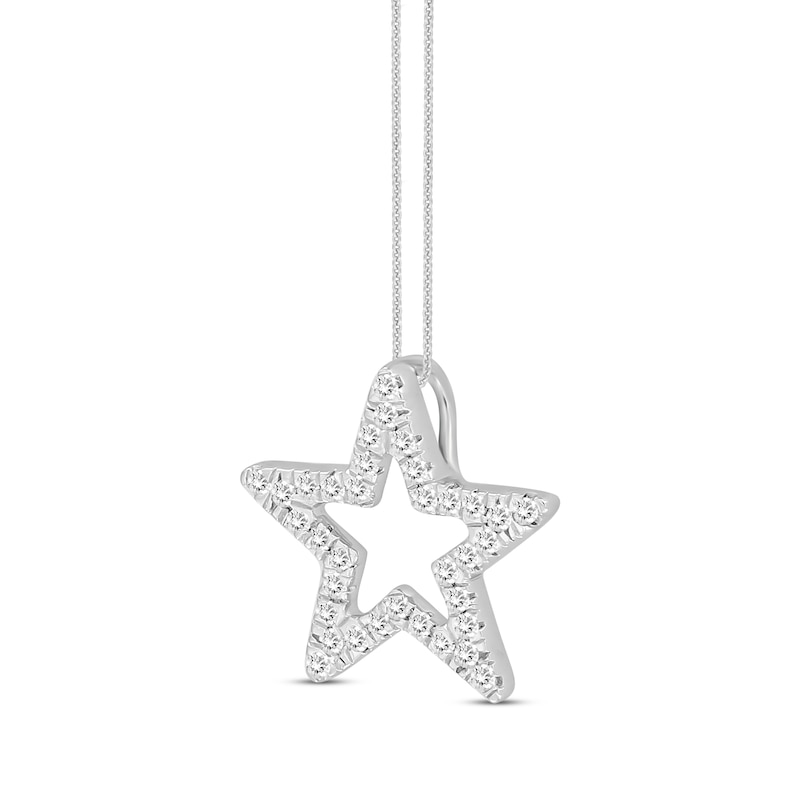 Main Image 2 of Diamond Star Necklace 1/10 ct tw Round-cut 10K White Gold 18&quot;