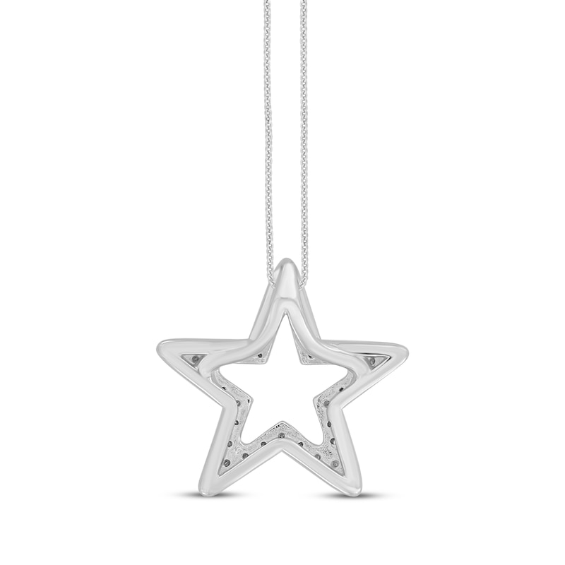 Main Image 4 of Diamond Star Necklace 1/10 ct tw Round-cut 10K White Gold 18&quot;
