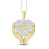 Thumbnail Image 0 of Diamond Hand Heartbeat Pendant 1/20 ct tw Round-cut 10K Yellow Gold