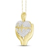 Thumbnail Image 1 of Diamond Hand Heartbeat Pendant 1/20 ct tw Round-cut 10K Yellow Gold