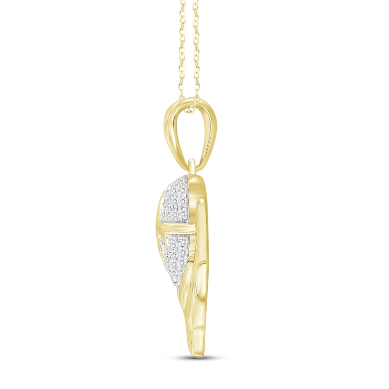 Diamond Hand Heartbeat Pendant 1/20 ct tw Round-cut 10K Yellow Gold