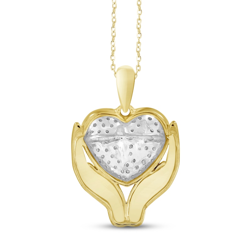 Diamond Hand Heartbeat Pendant 1/20 ct tw Round-cut 10K Yellow Gold