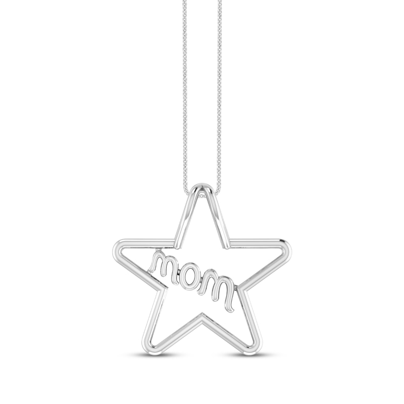 Diamond Mom Star Pendant 1/6 ct tw Round-cut Sterling Silver