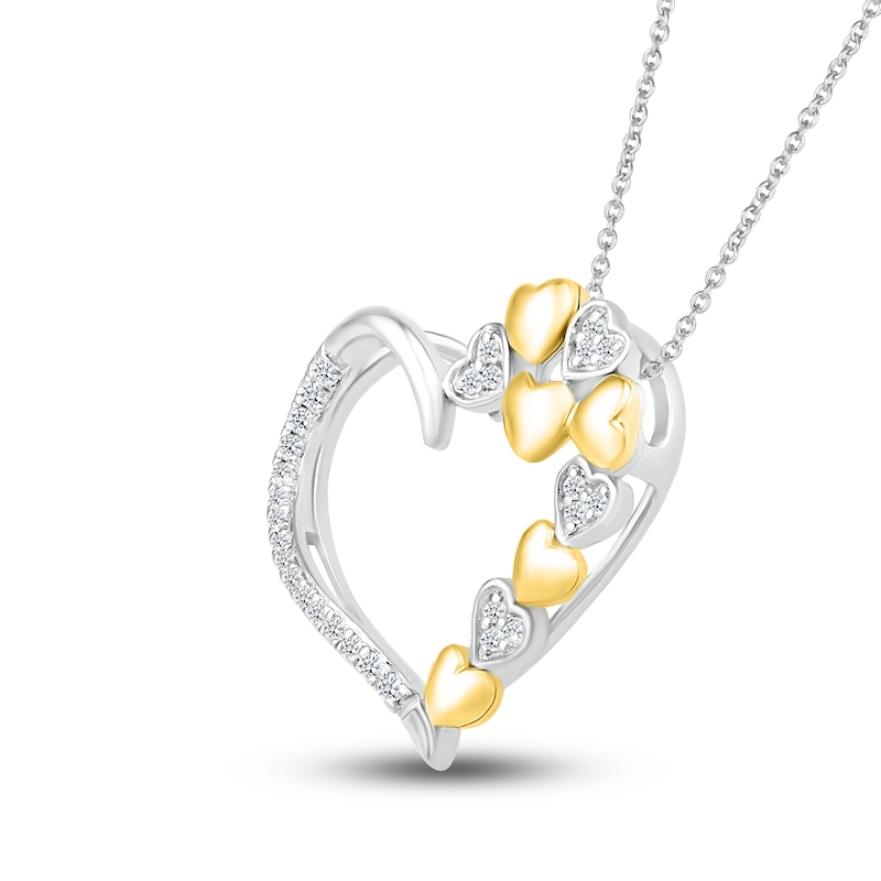 Diamond Heart Necklace 1/8 ct tw Round-cut 10K Yellow Gold & Sterling Silver 18"