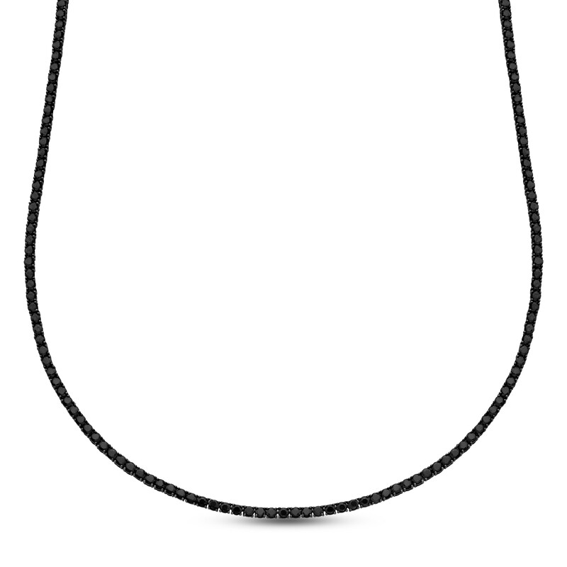 Men's Black Diamond Tennis Necklace 13 ct tw Round-cut Ruthenium-Plated Sterling Silver 20"