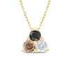 Every Love Black, White & Brown Diamond Cluster Necklace 1/5 ct tw Round-cut 10K Yellow Gold 18"