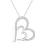 Diamond Double Heart Necklace 1/3 ct tw Round-cut Sterling Silver 18"