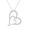 Thumbnail Image 1 of Diamond Double Heart Necklace 1/3 ct tw Round-cut Sterling Silver 18&quot;