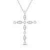 Diamond Cross Necklace 1/5 ct tw Marquise & Round-cut Sterling Silver 18"