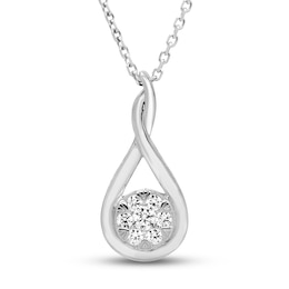 Diamond Necklace 1/5 ct tw Round-cut 10K White Gold 18&quot;