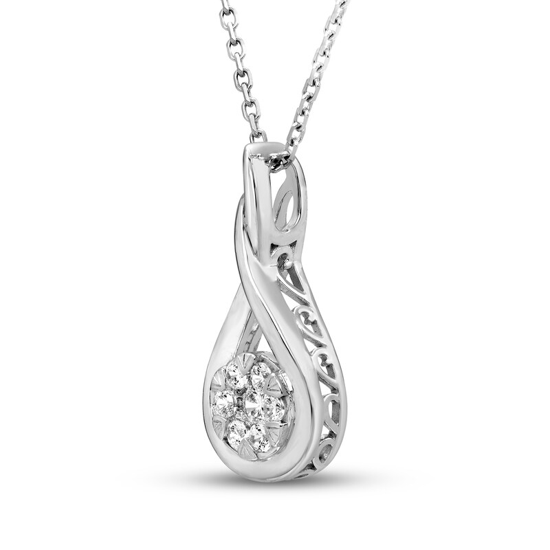Main Image 2 of Diamond Necklace 1/5 ct tw Round-cut 10K White Gold 18&quot;