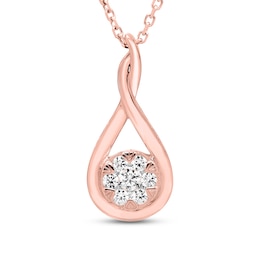 Diamond Twist Necklace 1/5 ct tw Round-cut 10K Rose Gold 18&quot;