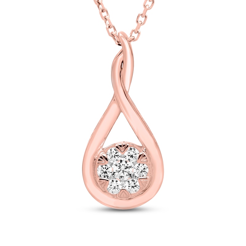 Diamond Twist Necklace 1/5 ct tw Round-cut 10K Rose Gold 18"