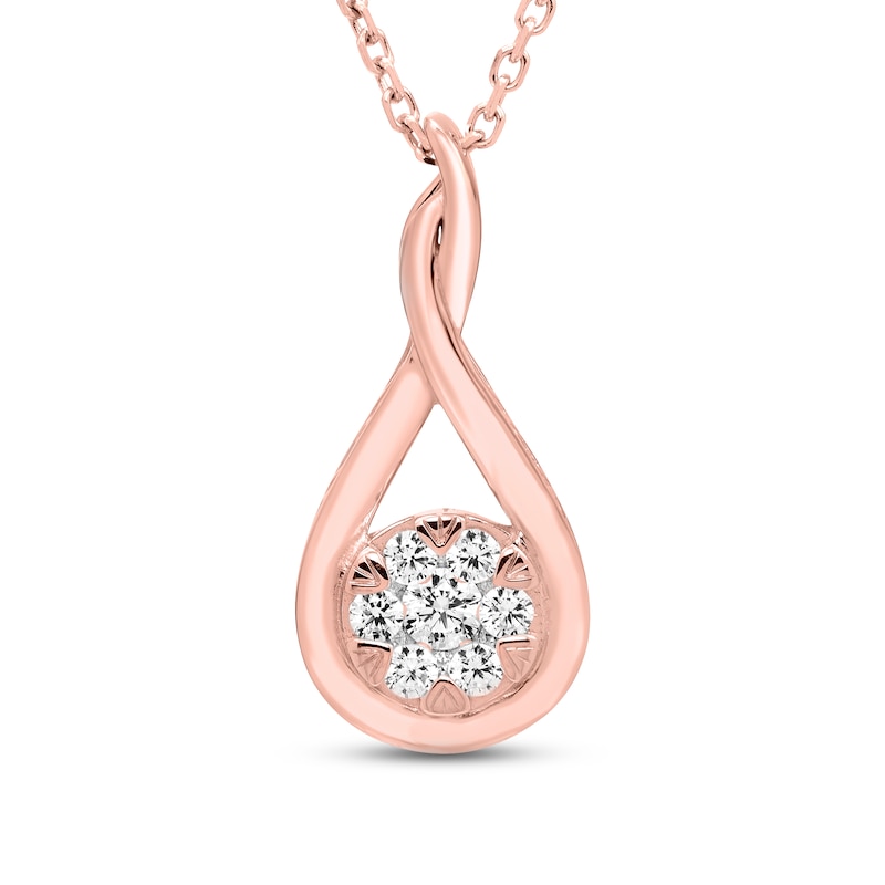 Main Image 1 of Diamond Twist Necklace 1/5 ct tw Round-cut 10K Rose Gold 18&quot;
