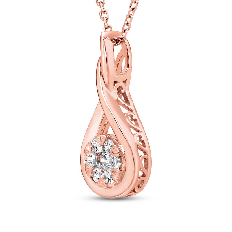 Main Image 2 of Diamond Twist Necklace 1/5 ct tw Round-cut 10K Rose Gold 18&quot;