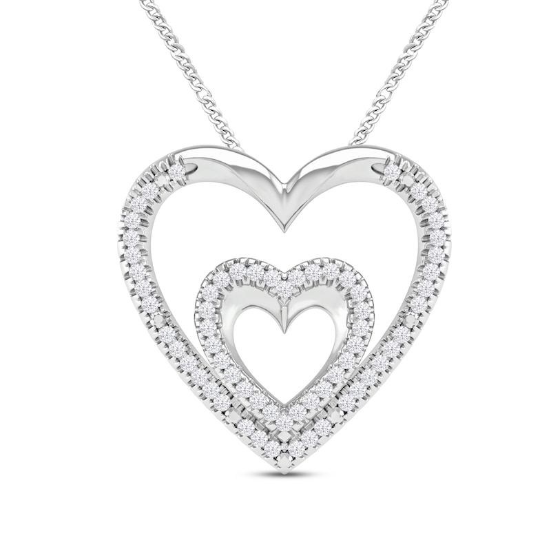 Diamond Heart Necklace 1/4 ct tw Round-cut Sterling Silver 19"