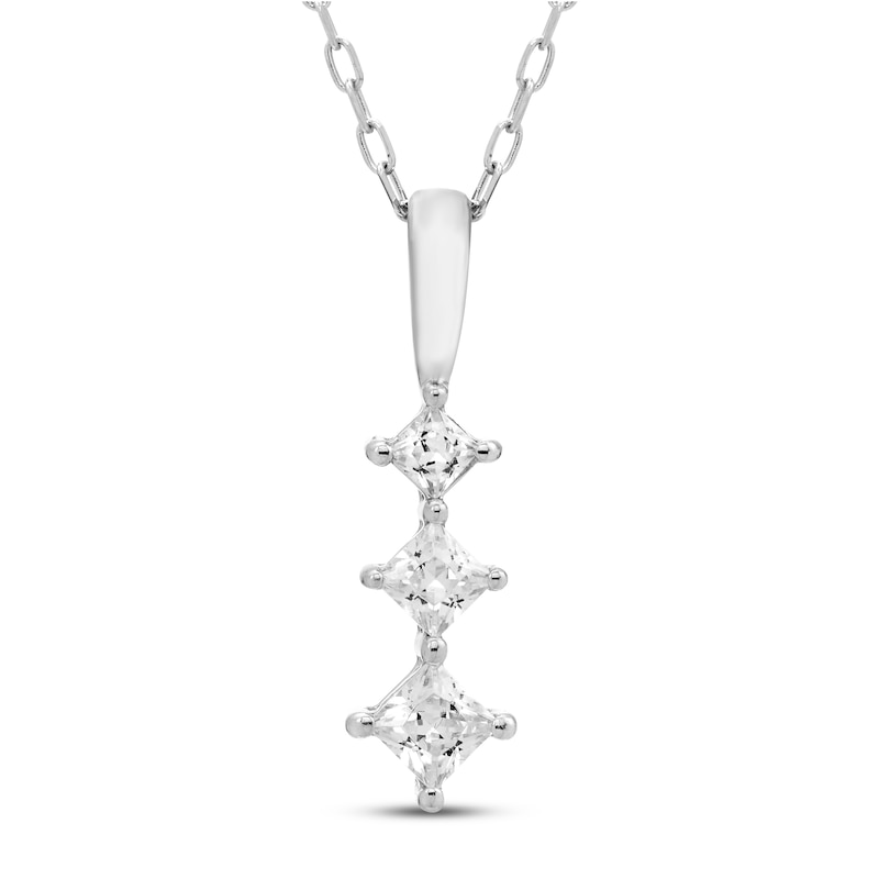 Diamond Drop Necklace 1/4 ct tw Princess-cut 10K White Gold 18"