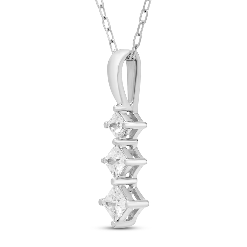Diamond Drop Necklace 1/4 ct tw Princess-cut 10K White Gold 18"