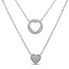 Diamond Layered Heart Cutout Necklace 1/6 ct tw Round-cut Sterling Silver 18"
