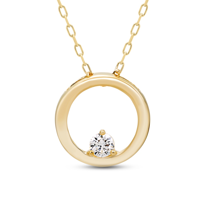 Main Image 1 of Diamond Circle Necklace 1/10 ct tw Round-cut 10K Yellow Gold 18&quot;