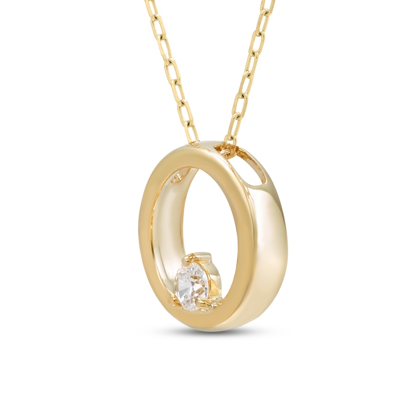 Main Image 2 of Diamond Circle Necklace 1/10 ct tw Round-cut 10K Yellow Gold 18&quot;