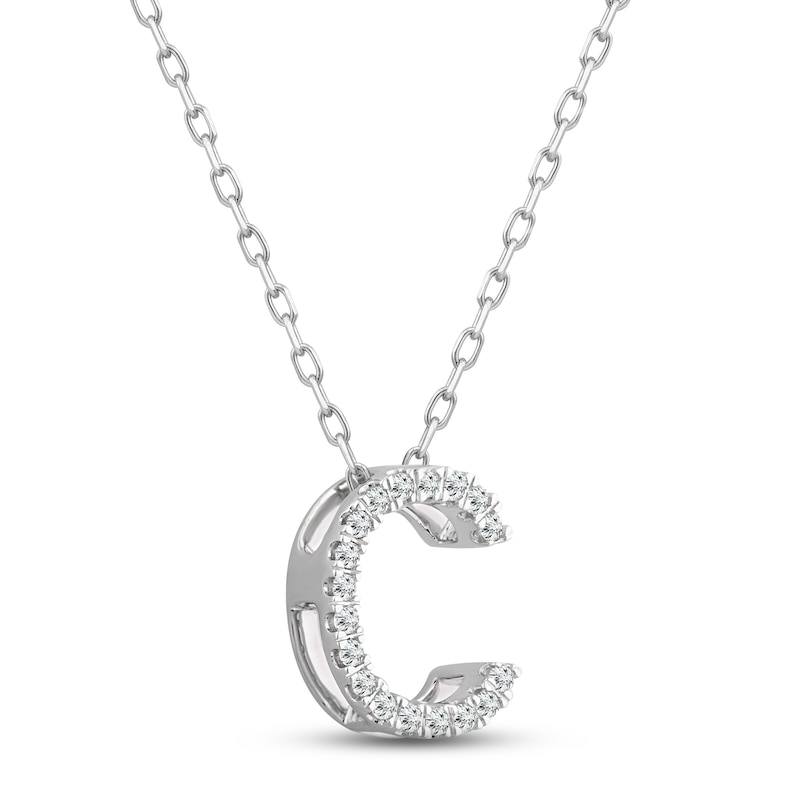 Main Image 2 of Diamond Letter C Necklace 1/10 ct tw Round-cut Sterling Silver 18&quot;