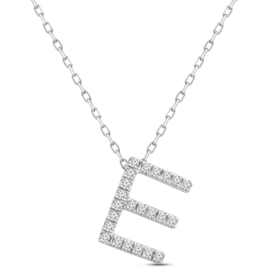 Diamond Letter E Necklace 1/8 ct tw Round-cut Sterling Silver 18"