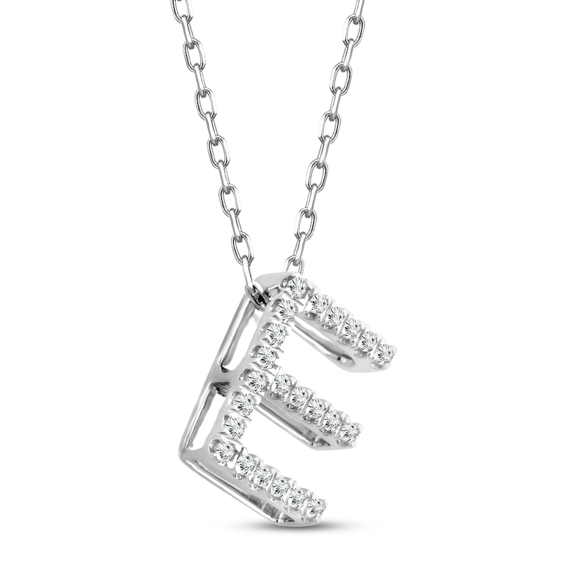 Main Image 2 of Diamond Letter E Necklace 1/8 ct tw Round-cut Sterling Silver 18&quot;