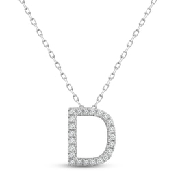 Diamond Letter D Necklace 1/8 ct tw Round-cut Sterling Silver 18"
