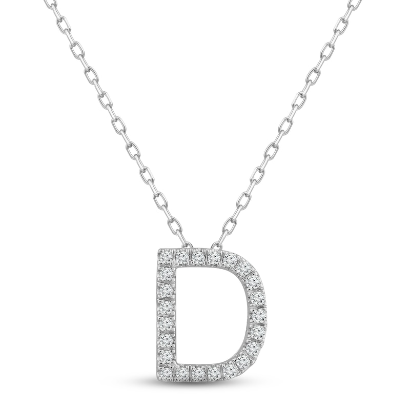 Main Image 1 of Diamond Letter D Necklace 1/8 ct tw Round-cut Sterling Silver 18&quot;