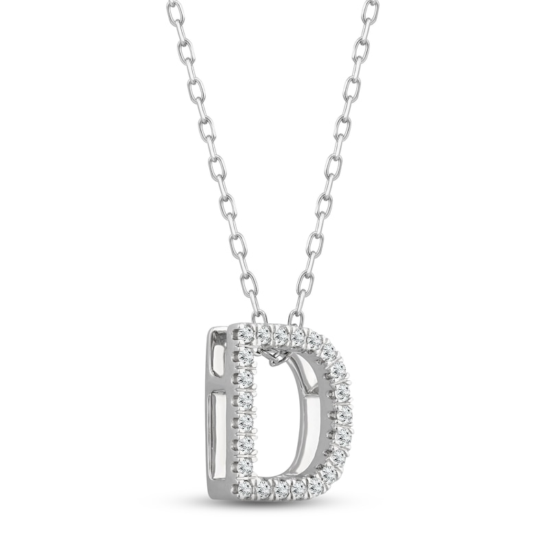 Diamond Letter D Necklace 1/8 ct tw Round-cut Sterling Silver 18"