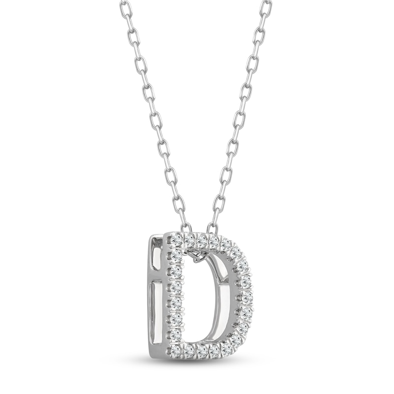Main Image 2 of Diamond Letter D Necklace 1/8 ct tw Round-cut Sterling Silver 18&quot;