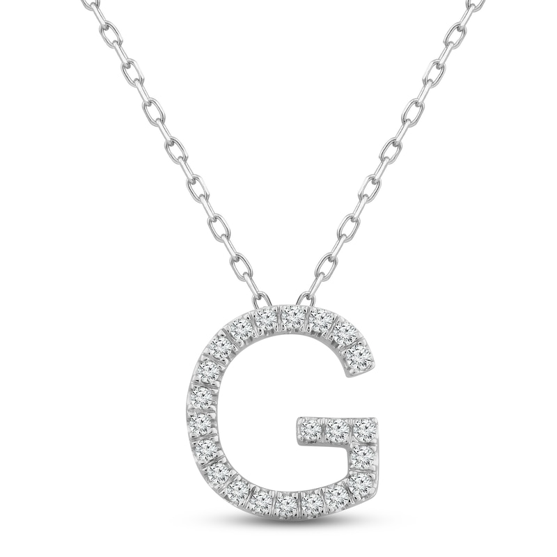 Diamond Letter G Necklace 1/8 ct tw Round-cut Sterling Silver 18"