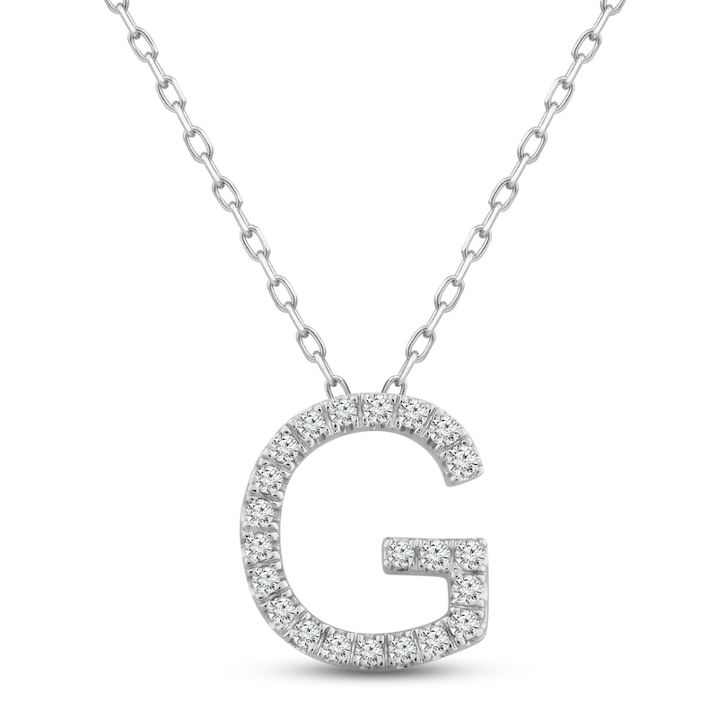 Main Image 1 of Diamond Letter G Necklace 1/8 ct tw Round-cut Sterling Silver 18&quot;