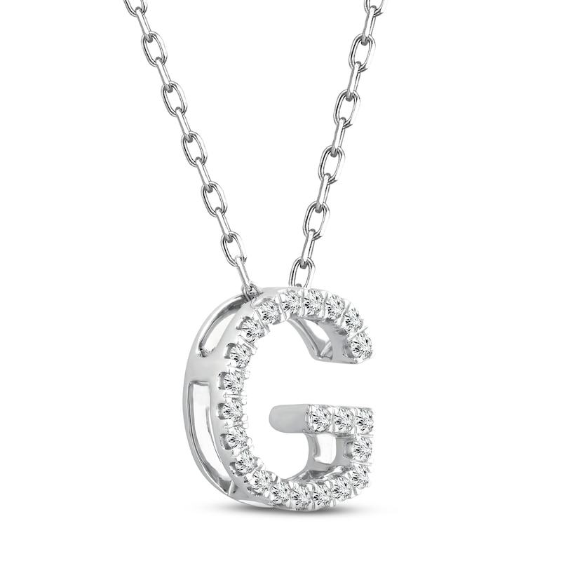 Diamond Letter G Necklace 1/8 ct tw Round-cut Sterling Silver 18"