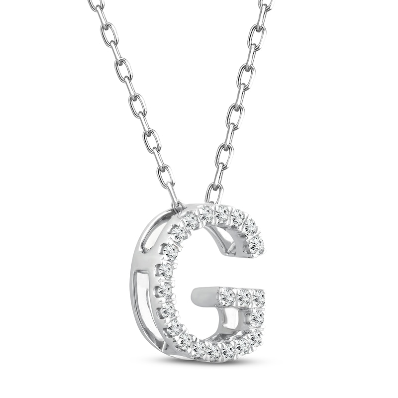 Main Image 2 of Diamond Letter G Necklace 1/8 ct tw Round-cut Sterling Silver 18&quot;