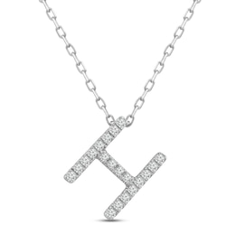 Diamond Letter H Necklace 1/8 ct tw Round-cut Sterling Silver 18"