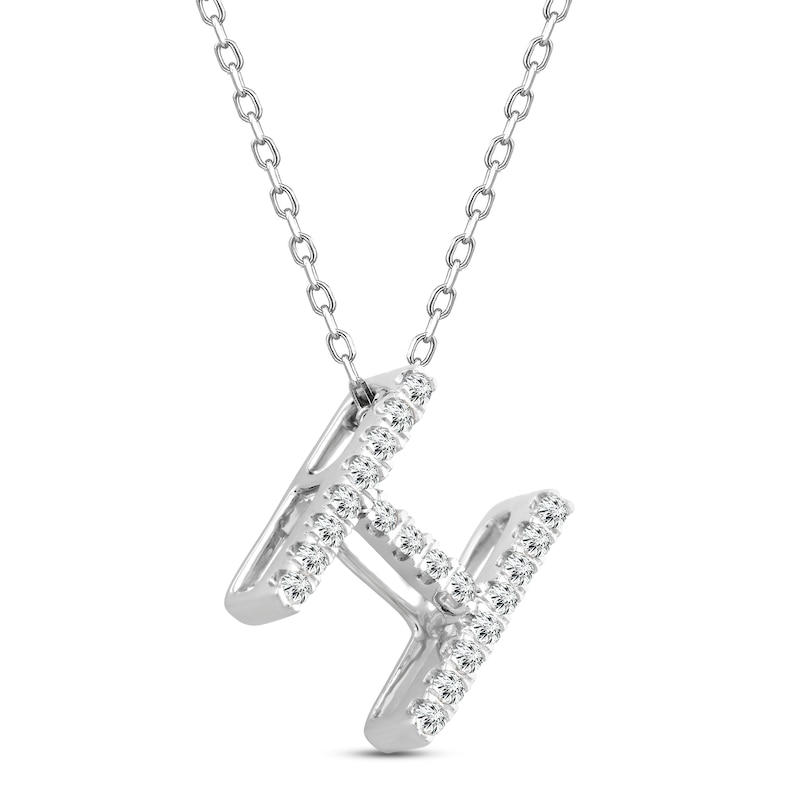Diamond Letter H Necklace 1/8 ct tw Round-cut Sterling Silver 18"