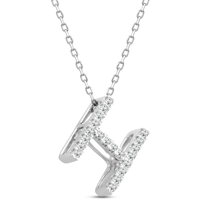 Main Image 2 of Diamond Letter H Necklace 1/8 ct tw Round-cut Sterling Silver 18&quot;