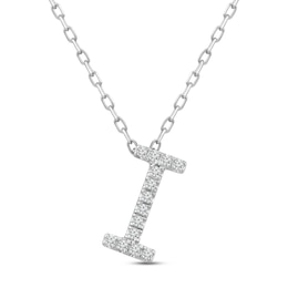 Diamond Letter I Necklace 1/15 ct tw Round-cut Sterling Silver 18"