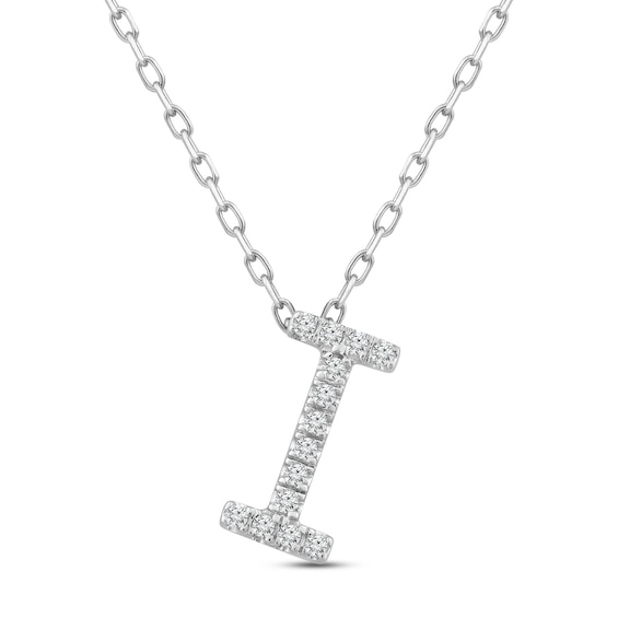 Diamond Letter I Necklace 1/15 ct tw Round-cut Sterling Silver 18"
